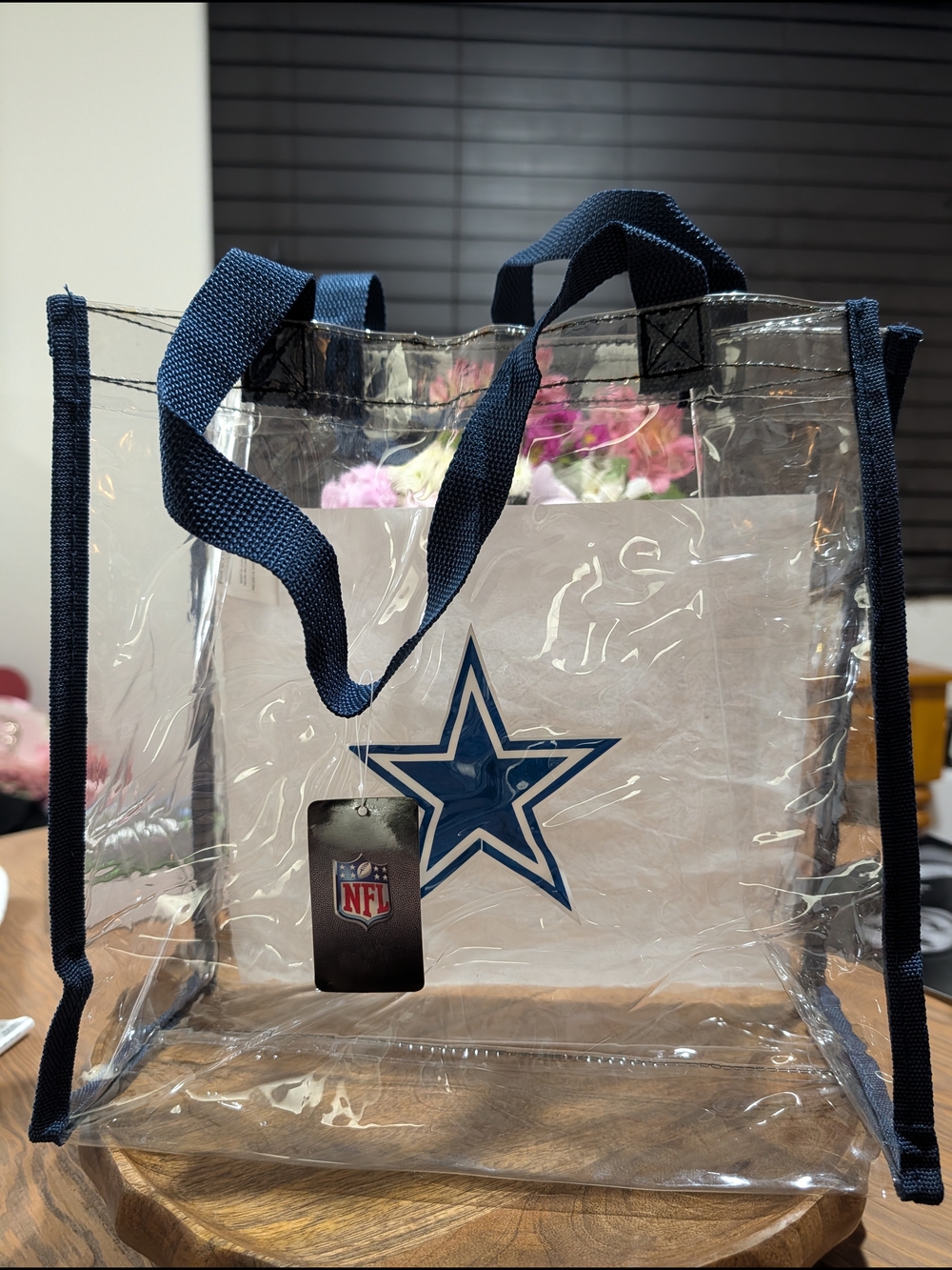 NFL Clear Tote Bag with Dallas Cowboys Navy Accents